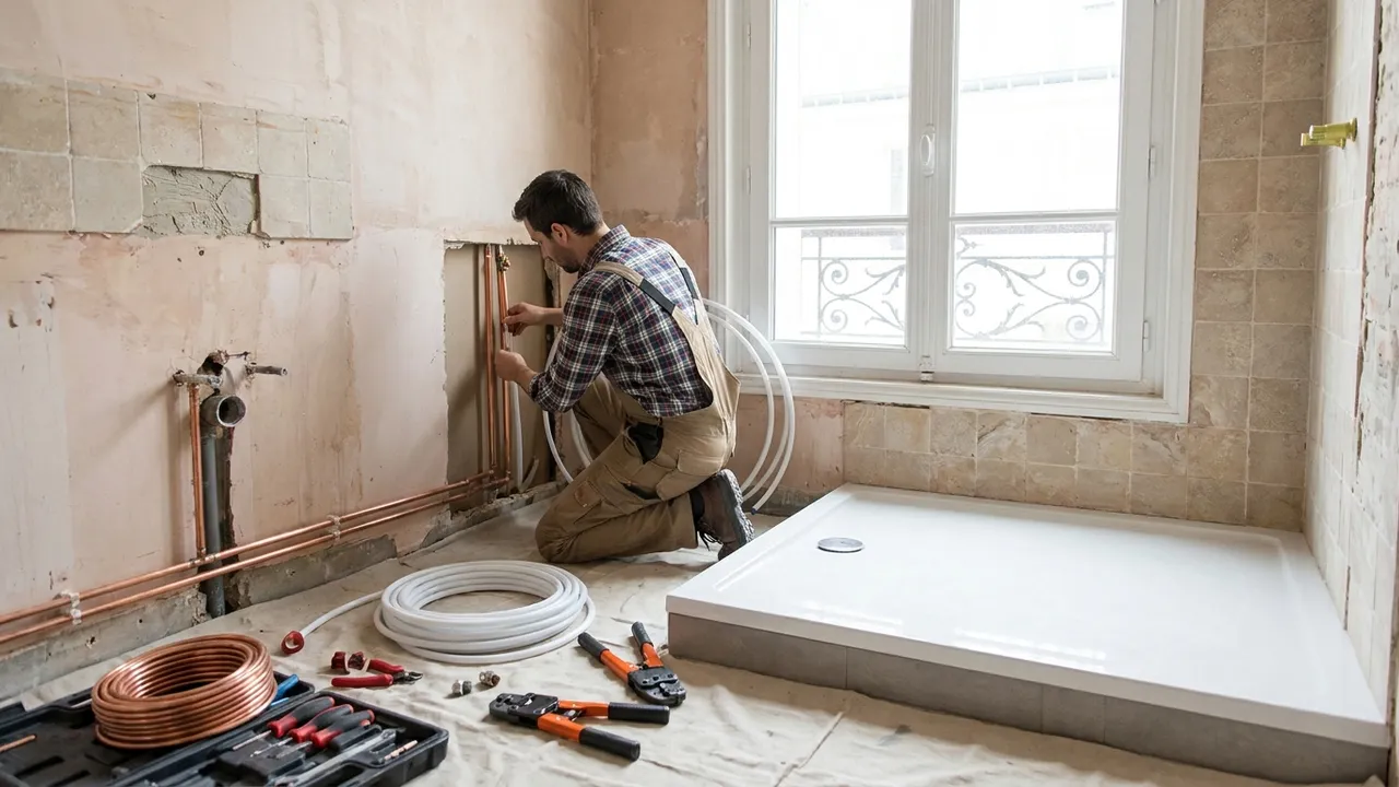 Rénovation de la plomberie d’une salle de bain dans un appartement ancien d’Épinay-sur-Seine